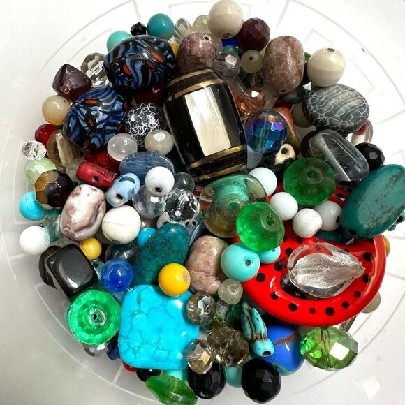 Glass and natural stone beads one pound bundle - Picture 1 of 6